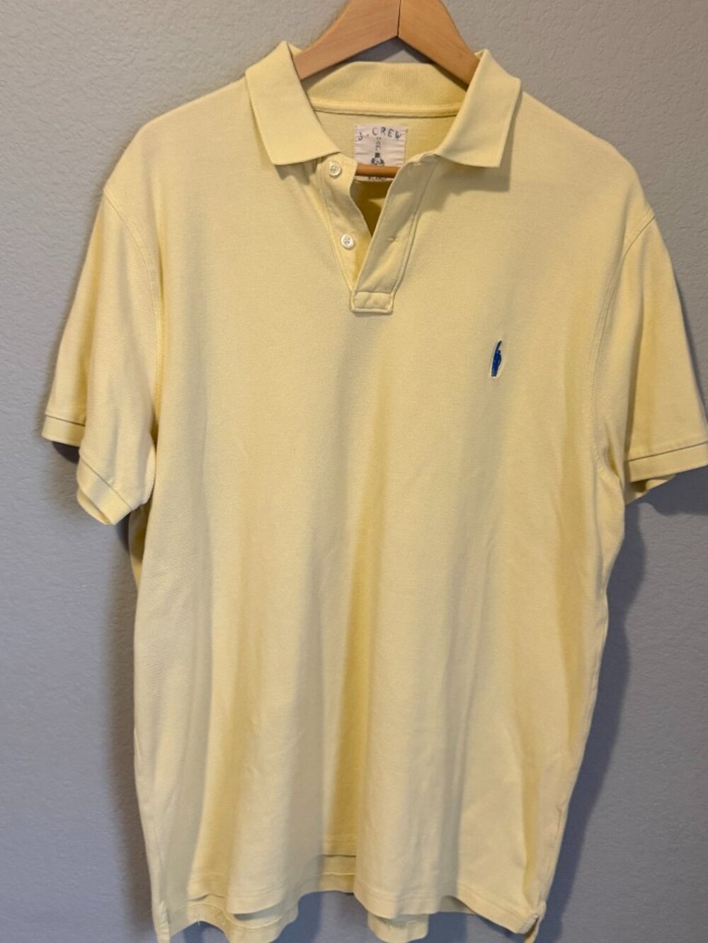 Men's J Crew Light Yellow Vintage Polo Shirt | Size XL